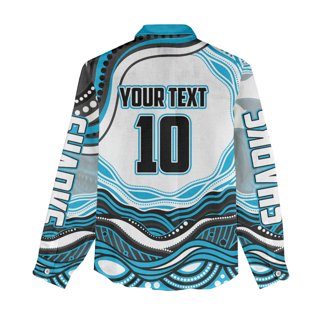 Personalized Cronulla Sutherland Sharks Women Casual Shirt Aboriginal Dot Art - Dreamtime Rugby Mascot