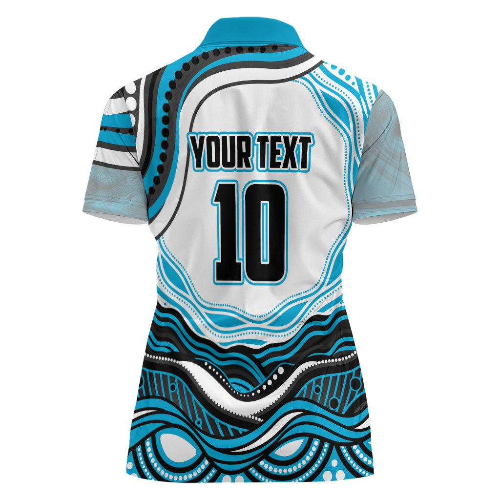 Personalized Cronulla Sutherland Sharks Women Polo Shirt Aboriginal Dot Art - Dreamtime Rugby Mascot