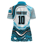 Personalized Cronulla Sutherland Sharks Women Polo Shirt Aboriginal Dot Art - Dreamtime Rugby Mascot