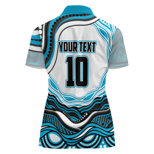 Personalized Cronulla Sutherland Sharks Women Polo Shirt Aboriginal Dot Art - Dreamtime Rugby Mascot