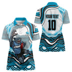 Personalized Cronulla Sutherland Sharks Women Polo Shirt Aboriginal Dot Art - Dreamtime Rugby Mascot