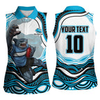 Personalized Cronulla Sutherland Sharks Women Sleeveless Polo Shirt Aboriginal Dot Art - Dreamtime Rugby Mascot