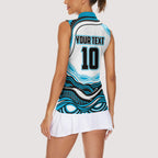 Personalized Cronulla Sutherland Sharks Women Sleeveless Polo Shirt Aboriginal Dot Art - Dreamtime Rugby Mascot
