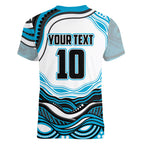 Personalized Cronulla Sutherland Sharks Women V-Neck T-Shirt Aboriginal Dot Art - Dreamtime Rugby Mascot