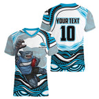 Personalized Cronulla Sutherland Sharks Women V-Neck T-Shirt Aboriginal Dot Art - Dreamtime Rugby Mascot