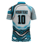 Personalized Cronulla Sutherland Sharks Zipper Polo Shirt Aboriginal Dot Art - Dreamtime Rugby Mascot