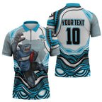Personalized Cronulla Sutherland Sharks Zipper Polo Shirt Aboriginal Dot Art - Dreamtime Rugby Mascot