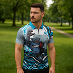 Personalized Cronulla Sutherland Sharks Zipper Polo Shirt Aboriginal Dot Art - Dreamtime Rugby Mascot
