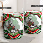 Personalized South Sydney Rabbitohs Laundry Basket Aboriginal Dot Art - Dreamtime Rugby Mascot