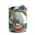 Personalized South Sydney Rabbitohs Laundry Basket Aboriginal Dot Art - Dreamtime Rugby Mascot
