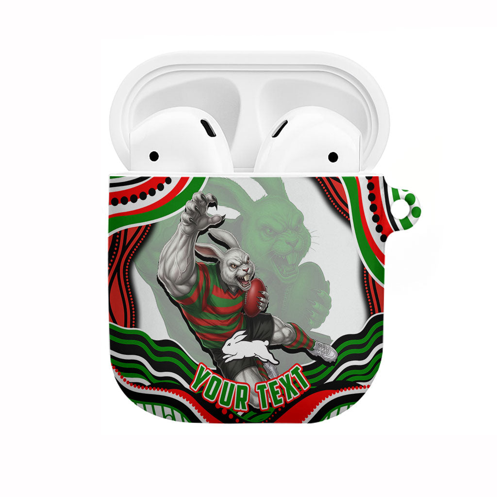 Personalized South Sydney Rabbitohs AirPods Case Aboriginal Dot Art - Dreamtime Rugby Mascot