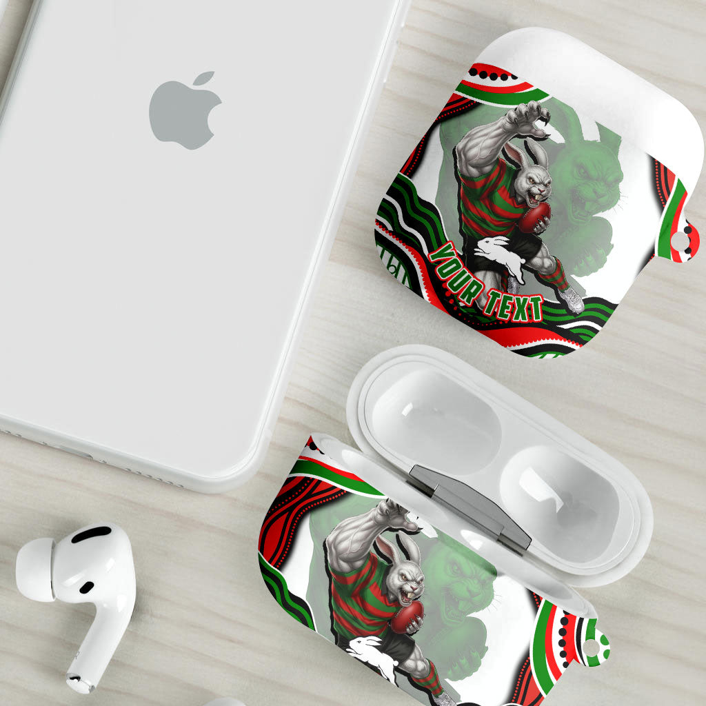 Personalized South Sydney Rabbitohs AirPods Case Aboriginal Dot Art - Dreamtime Rugby Mascot