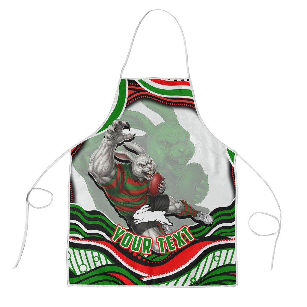 Personalized South Sydney Rabbitohs Apron Aboriginal Dot Art - Dreamtime Rugby Mascot