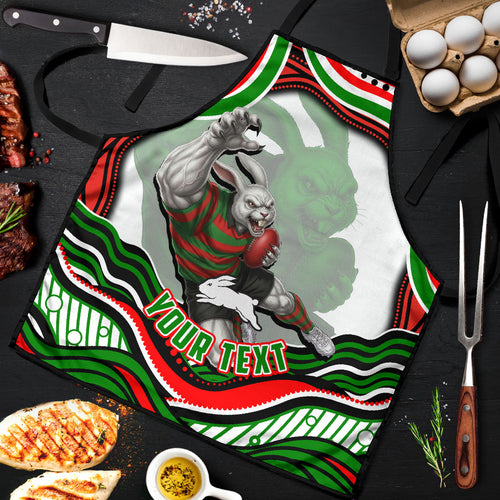 Personalized South Sydney Rabbitohs Apron Aboriginal Dot Art - Dreamtime Rugby Mascot