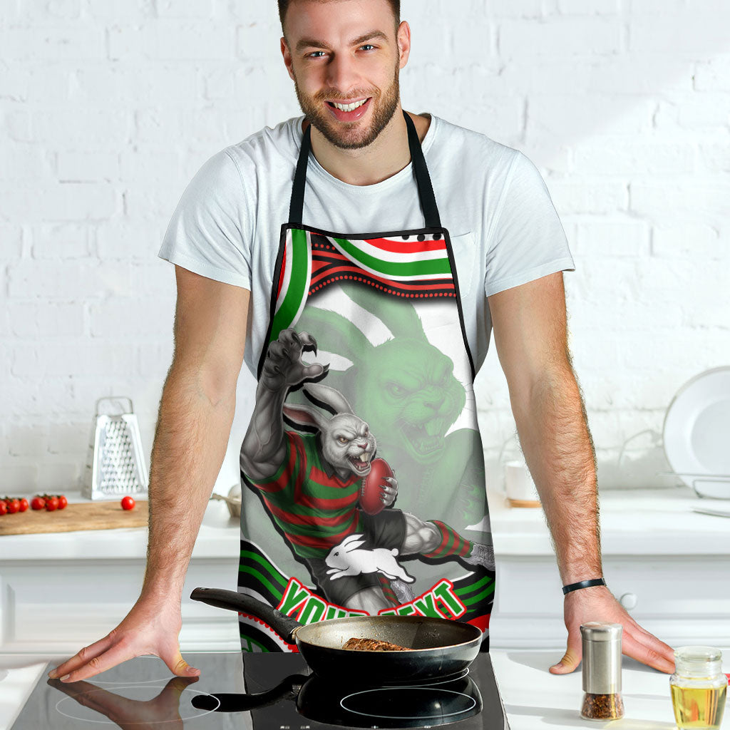 Personalized South Sydney Rabbitohs Apron Aboriginal Dot Art - Dreamtime Rugby Mascot