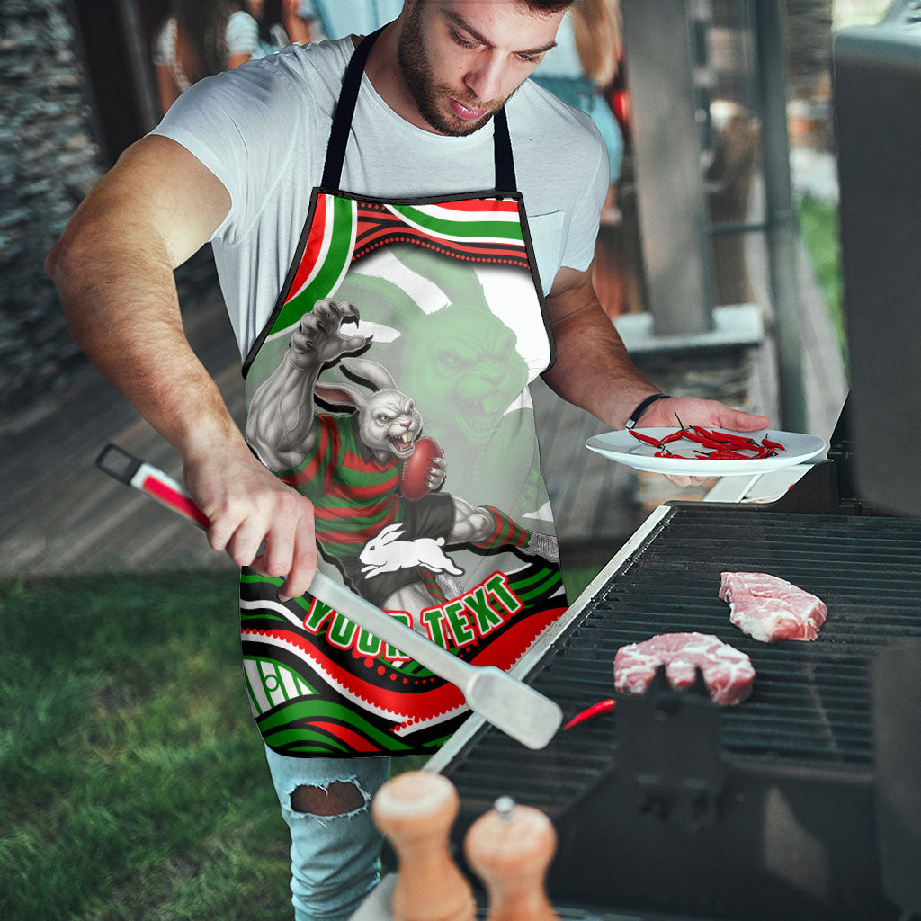 Personalized South Sydney Rabbitohs Apron Aboriginal Dot Art - Dreamtime Rugby Mascot