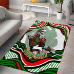 Personalized South Sydney Rabbitohs Area Rug Aboriginal Dot Art - Dreamtime Rugby Mascot