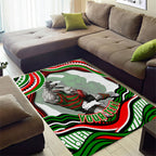 Personalized South Sydney Rabbitohs Area Rug Aboriginal Dot Art - Dreamtime Rugby Mascot