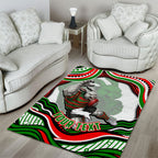 Personalized South Sydney Rabbitohs Area Rug Aboriginal Dot Art - Dreamtime Rugby Mascot