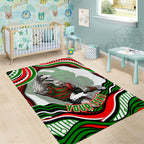 Personalized South Sydney Rabbitohs Area Rug Aboriginal Dot Art - Dreamtime Rugby Mascot