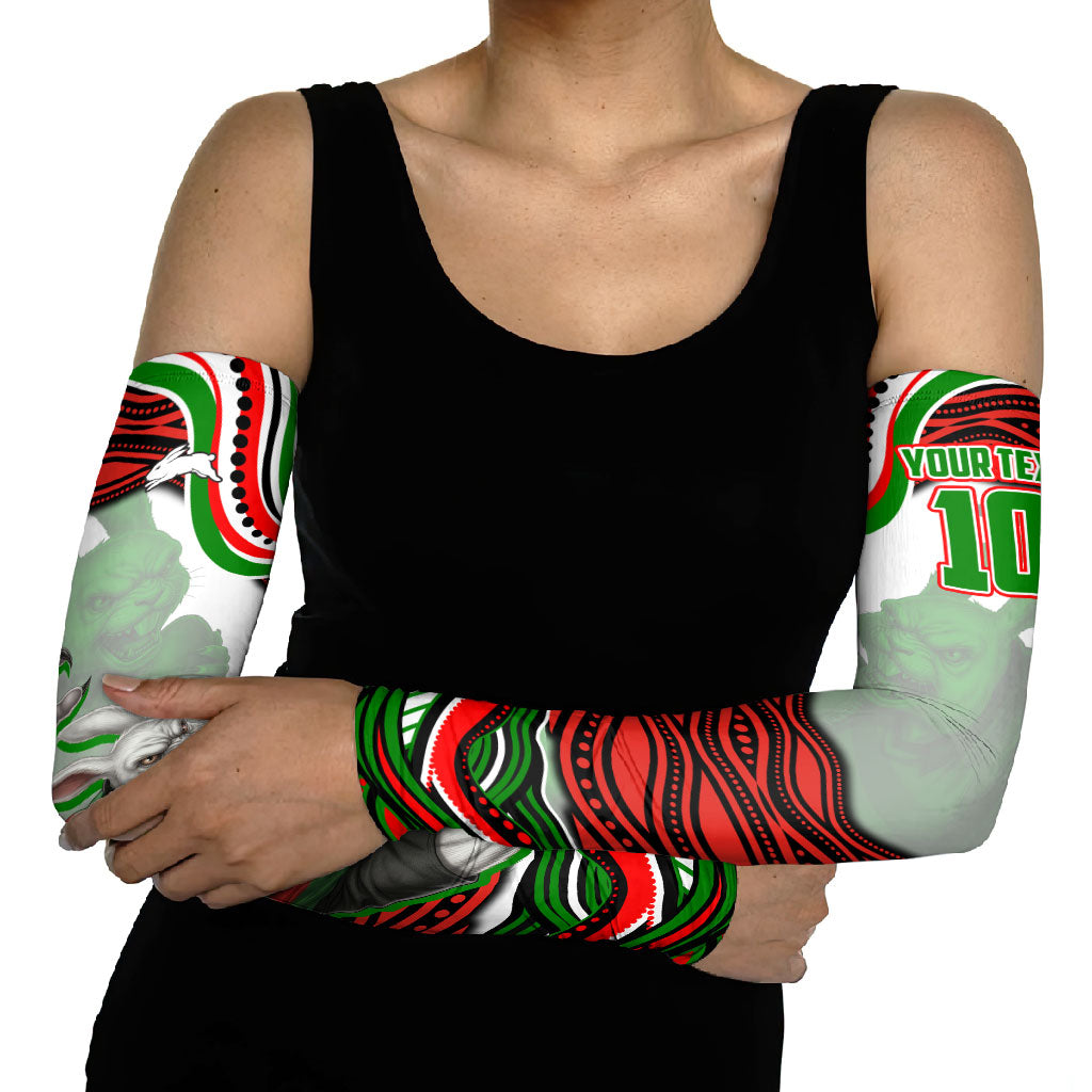 Personalized South Sydney Rabbitohs Arm Sleeves Aboriginal Dot Art - Dreamtime Rugby Mascot