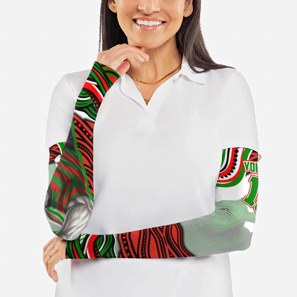 Personalized South Sydney Rabbitohs Arm Sleeves Aboriginal Dot Art - Dreamtime Rugby Mascot
