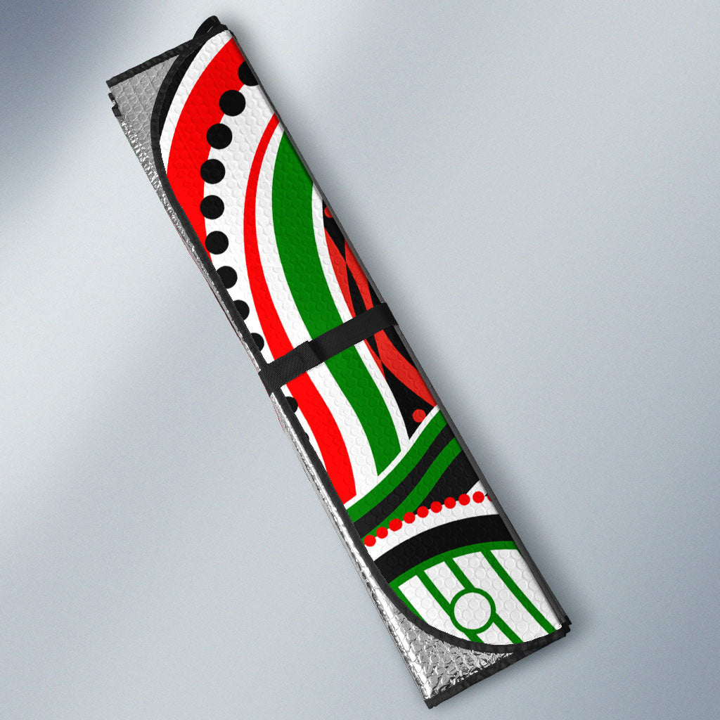Personalized South Sydney Rabbitohs Auto Sun Shade Aboriginal Dot Art - Dreamtime Rugby Mascot