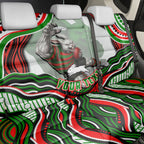 Personalized South Sydney Rabbitohs Back Car Seat Cover Aboriginal Dot Art - Dreamtime Rugby Mascot