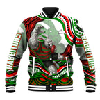 Personalized South Sydney Rabbitohs Baseball Jacket Aboriginal Dot Art - Dreamtime Rugby Mascot