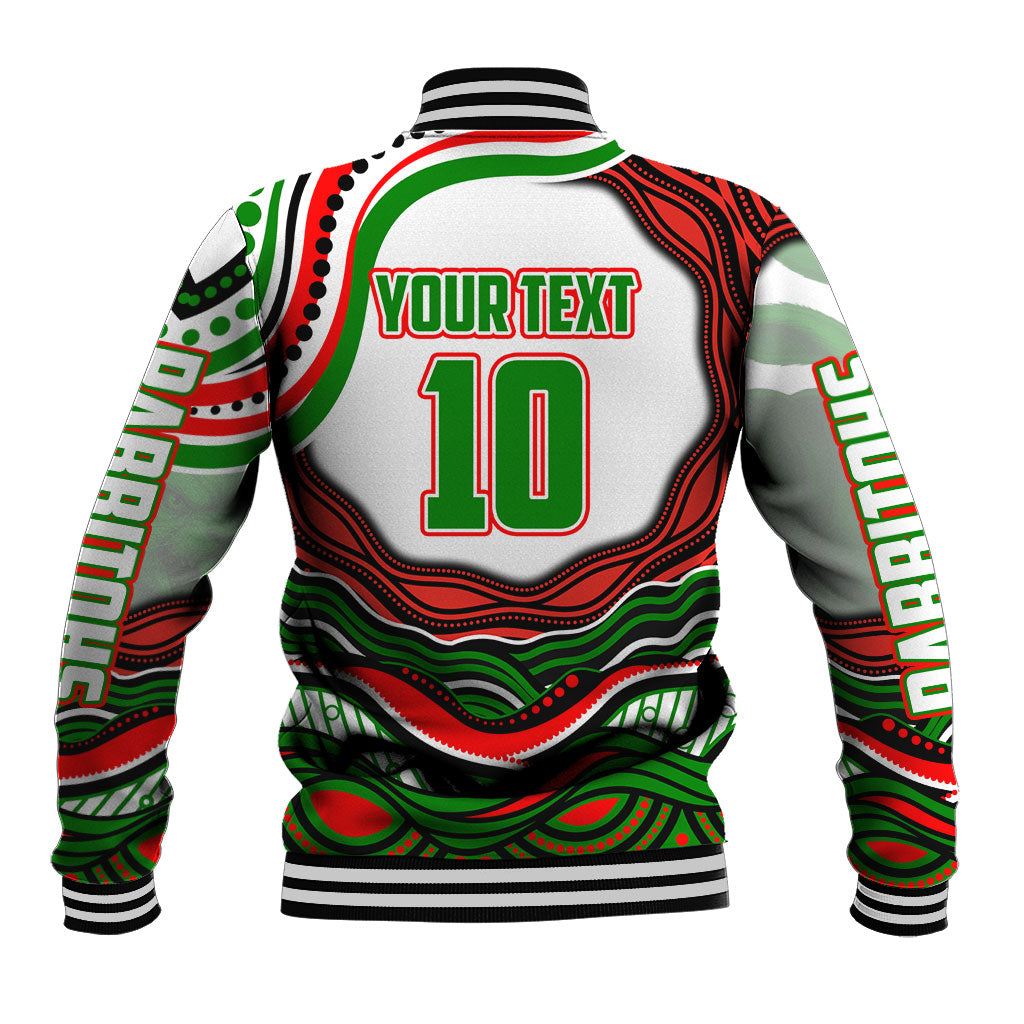 Personalized South Sydney Rabbitohs Baseball Jacket Aboriginal Dot Art - Dreamtime Rugby Mascot