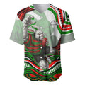 Personalized South Sydney Rabbitohs Baseball Jersey Aboriginal Dot Art - Dreamtime Rugby Mascot