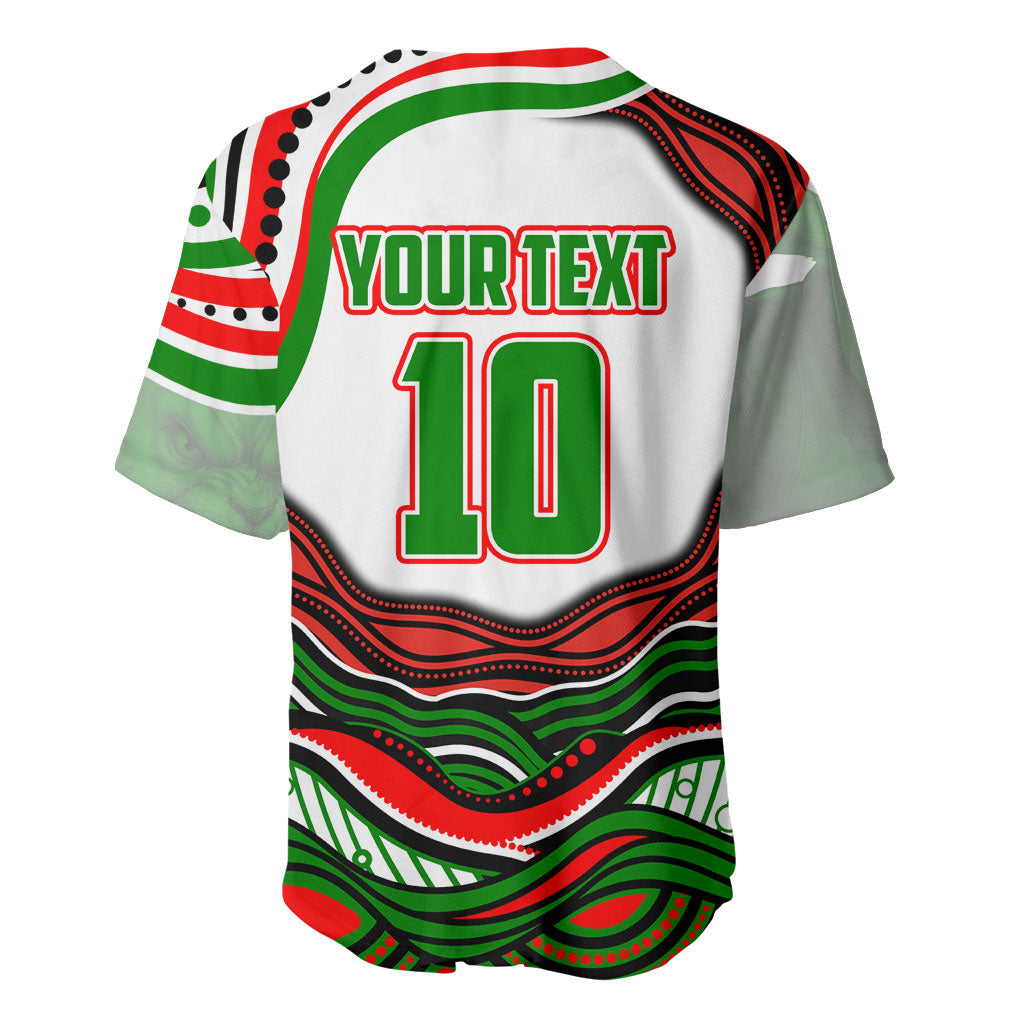 Personalized South Sydney Rabbitohs Baseball Jersey Aboriginal Dot Art - Dreamtime Rugby Mascot