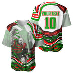 Personalized South Sydney Rabbitohs Baseball Jersey Aboriginal Dot Art - Dreamtime Rugby Mascot