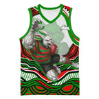 Personalized South Sydney Rabbitohs Basketball Jersey Aboriginal Dot Art - Dreamtime Rugby Mascot