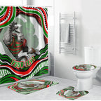 Personalized South Sydney Rabbitohs Bathroom Set Aboriginal Dot Art - Dreamtime Rugby Mascot