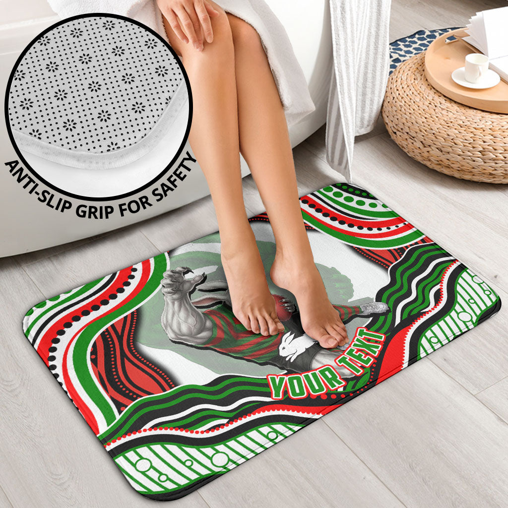 Personalized South Sydney Rabbitohs Bathroom Set Aboriginal Dot Art - Dreamtime Rugby Mascot
