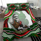 Personalized South Sydney Rabbitohs Bedding Set Aboriginal Dot Art - Dreamtime Rugby Mascot