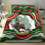 Personalized South Sydney Rabbitohs Bedding Set Aboriginal Dot Art - Dreamtime Rugby Mascot