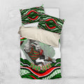 Personalized South Sydney Rabbitohs Bedding Set Aboriginal Dot Art - Dreamtime Rugby Mascot