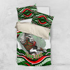 Personalized South Sydney Rabbitohs Bedding Set Aboriginal Dot Art - Dreamtime Rugby Mascot