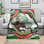 Personalized South Sydney Rabbitohs Blanket Aboriginal Dot Art - Dreamtime Rugby Mascot
