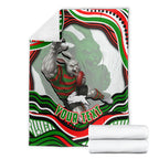 Personalized South Sydney Rabbitohs Blanket Aboriginal Dot Art - Dreamtime Rugby Mascot