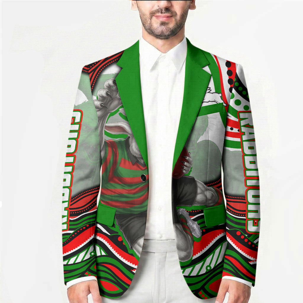 Personalized South Sydney Rabbitohs Blazer Aboriginal Dot Art - Dreamtime Rugby Mascot