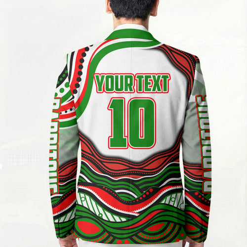 Personalized South Sydney Rabbitohs Blazer Aboriginal Dot Art - Dreamtime Rugby Mascot