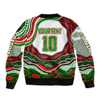 Personalized South Sydney Rabbitohs Bomber Jacket Aboriginal Dot Art - Dreamtime Rugby Mascot