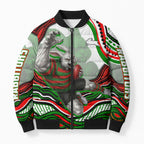 Personalized South Sydney Rabbitohs Bomber Puffer Jacket Aboriginal Dot Art - Dreamtime Rugby Mascot