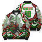 Personalized South Sydney Rabbitohs Bomber Puffer Jacket Aboriginal Dot Art - Dreamtime Rugby Mascot