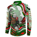 Personalized South Sydney Rabbitohs Button Sweatshirt Aboriginal Dot Art - Dreamtime Rugby Mascot