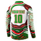 Personalized South Sydney Rabbitohs Button Sweatshirt Aboriginal Dot Art - Dreamtime Rugby Mascot