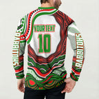 Personalized South Sydney Rabbitohs Button Sweatshirt Aboriginal Dot Art - Dreamtime Rugby Mascot